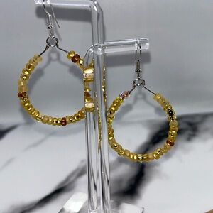 Golden Beaded Hoop Earrings